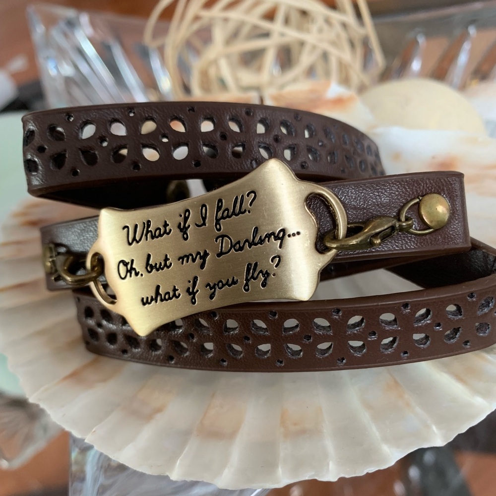 Faux Leather Bracelet w/ Antique Gold Plate